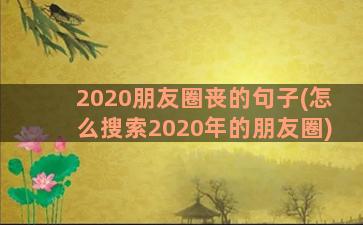 2020朋友圈丧的句子(怎么搜索2020年的朋友圈)