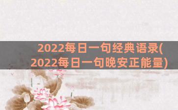 2022每日一句经典语录(2022每日一句晚安正能量)