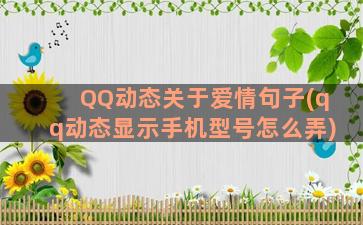 QQ动态关于爱情句子(qq动态显示手机型号怎么弄)