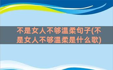 不是女人不够温柔句子(不是女人不够温柔是什么歌)