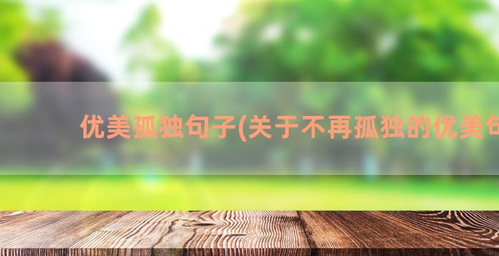 优美孤独句子(关于不再孤独的优美句子)