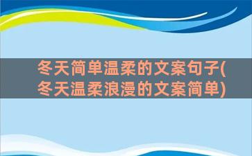 冬天简单温柔的文案句子(冬天温柔浪漫的文案简单)