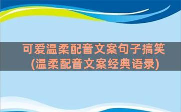 可爱温柔配音文案句子搞笑(温柔配音文案经典语录)