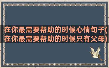 在你最需要帮助的时候心情句子(在你最需要帮助的时候只有父母)