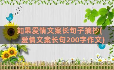 如果爱情文案长句子摘抄(爱情文案长句200字作文)