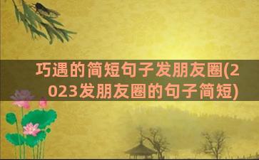 巧遇的简短句子发朋友圈(2023发朋友圈的句子简短)