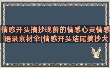 情感开头摘抄晚餐的情感心灵情感语录素材伞(情感开头结尾摘抄大全)