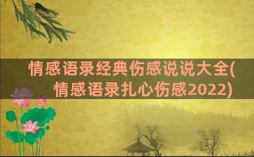 情感语录经典伤感说说大全(情感语录扎心伤感2022)