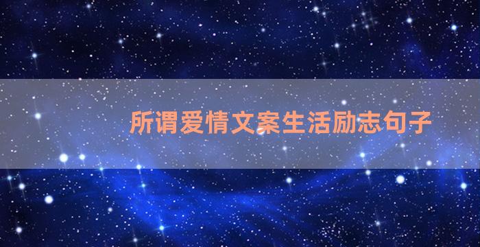 所谓爱情文案生活励志句子