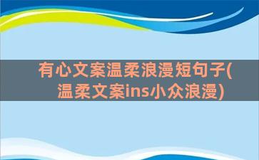 有心文案温柔浪漫短句子(温柔文案ins小众浪漫)