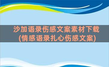 沙加语录伤感文案素材下载(情感语录扎心伤感文案)