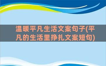 温暖平凡生活文案句子(平凡的生活里挣扎文案短句)