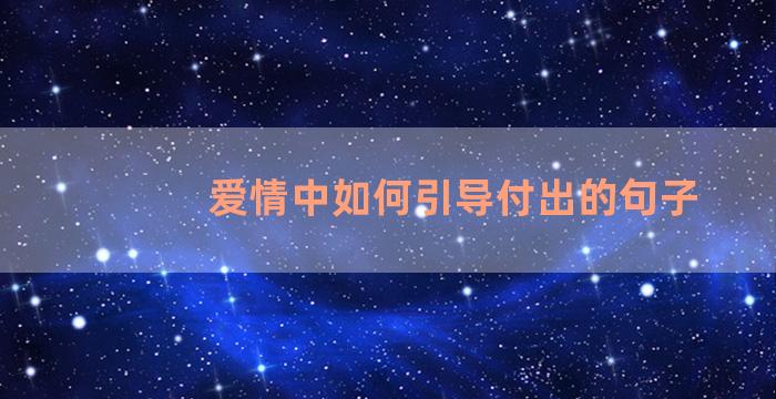 爱情中如何引导付出的句子