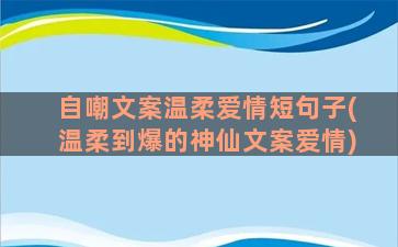 自嘲文案温柔爱情短句子(温柔到爆的神仙文案爱情)