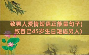 致男人爱情短语正能量句子(致自己45岁生日短语男人)