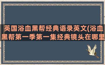 英国浴血黑帮经典语录英文(浴血黑帮第一季第一集经典镜头在哪里)