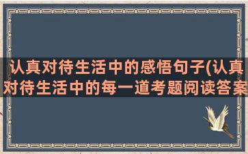 认真对待生活中的感悟句子(认真对待生活中的每一道考题阅读答案)