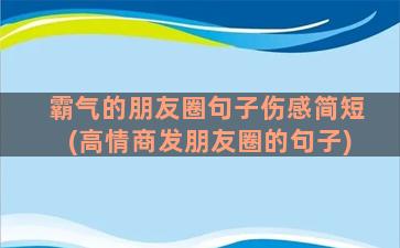 霸气的朋友圈句子伤感简短(高情商发朋友圈的句子)